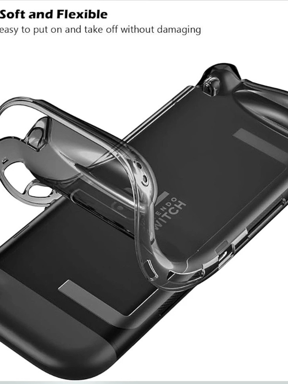 ProCase Soft TPU Case for Nintendo Switch Black & Clear NWT